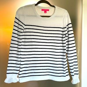 Lilly Pulitzer Soft Knit Sweater Wht/Navy Small